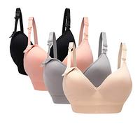 Oliked, Sujetador de Maternidad sin Costuras, 4 Paquete (Negro + Gris + Rosa + Beige), XXL - 42/95