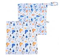 Olinner 2 Piezas Bolsa Pañales Bebe con Cremallera, Reutilizables Bolsas De Pañales Patrones De Dinosaurios Y Ballenas, 28 X 30 Cm Bolsa Ropa Mojada Piscina, Adecuado para Viajes, Playa Y Piscina