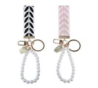Olinner 2 Piezas Llaveros Mujer Niña de Perla de Imitación Charms para Bolsos Llavero Coche Mujer, Regalos para Amigos, Familia, Damas, Novias, Colegas