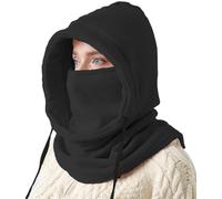 OLIPHEE Pasamontañas Mujer Invierno Máscara Termico Cálida Resistente al Viento Protección del Cuello Pasamontañas Moto Ciclismo Esquí Pasamontañas Polar para Deportes al Aire Libre A-Negro
