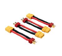 OliRC 4 Piezas XT60 Hembra a Macho T Conector ENA - Adaptador / (Estilo Deans) con Cable 5 cm 14 awg(C14-4)