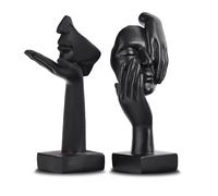 oliruim Estatuas de 2 Piezas de Mujeres pensadoras, Escultura de Arte Abstracto Dorado y Negro, decoración Moderna para el hogar, decoración de Escritorio, Regalo de Año Nuevo (2 Piezas en Negro)
