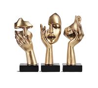 oliruim Estatuas de Mujeres Pensadoras - Conjunto de 3 Piezas, Escultura de Arte Abstracto Dorado, decoración Moderna en Dorado para el hogar y el Escritorio. Regalo de Año Nuevo (3 Piezas Doradas)