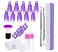Olisang Kit de Uñas. Removedor el Esmalte,10pcs Clip de Plastico, 100 Almohadillas, Lima,Raspador,Empujador de Cutículas,Cepillo para Uñas,Botella Dispensadora, separadores de dedos