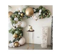 Olive Green Balloon Arch Kit, Green White Gold Confetti Balloons