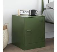 Olive Green Night Stand with Storage 34.5x39x44 cm, Cold Rolled Steel Bedside Table for Bedroom, Modern Elegant Design with Metal Handle, Easy to Clean and Assemble