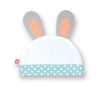 Olive Moss BUN3-& HAT-Gorro, diseño de conejo Betty, color blanco y turquesa y rosa-12-24 meses