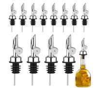 Olive Oil Spout, 12X Liquor Bottle Pourers, Stainless Steel Vinegar Stopper, Leak-Proof Dispenser, Precision Control, Rubber Seal & Dust Cap, (Silver), Kitchen, Cocktail