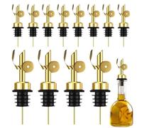 Olive Oil Spout, 12X Liquor Bottle Pourers, Stainless Steel Vinegar Stopper, Leak-Proof Dispenser, Precision Control, Rubber Seal & Dust Cap, (Silver), Kitchen, Cocktail