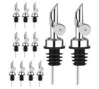 Olive Oil Spouts for Bottles, 12x Stainless Steel Liquor Pourers, 12 Cm/4.72 Inches, Olive Oil, Vinegar Stopper Dispenser for Alcohol, Salad Sauce and Soy, Stainless Steel + Pe
