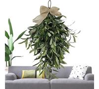 Olive Teardrop Swag, Artificial Greenery Garland, Teardrop Ornaments with Bow, Hanging Wreath for Holiday Wedding Festival Birthday Party Decoration, 23.62x11.81x3.15 Inches