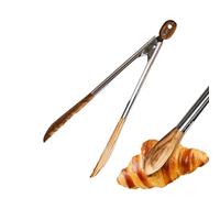 Olive Wood Kitchen Chanclas | Premium Olive Wood Cooking Tongs | Stainless Steel Barbacoa Chanclas para parrilla y serving | Ideal Kitchen Tongs for Ensalad Tossing and Food Preparation