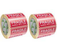 OliveBird 250 Adhesivos Fragile Handle With Care Adhesivos 90x35mm (Paquete de 2)