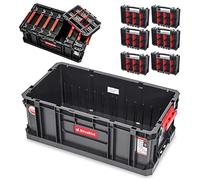 OliveBird Caja de herramientas con organizadores, 6 compartimentos, 26 L, negro, repelente al agua, 53 x 29,5 x 19,5 cm