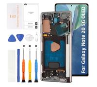 Olivechard Pantalla LCD OLED para Galaxy Note 20 N980 N981 de 6.7 pulgadas + marco gris místico de repuesto para Samsung Galaxy Note 20 4G/5G Display Touch Digitizer Assembly (soporte de huellas