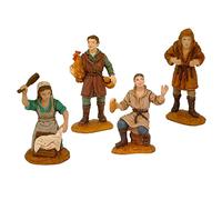 Oliver Art - Pack de 4 Figuras de Campesinos, para completar tu belén navideño, de 8 cm, pintadas a Mano, con diseño Realista, Nacimiento, pastorcillo(Campesinos,4 Unidades)