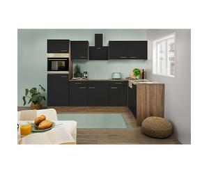 Oliver Cocina esquinera Oliver (An x Pr: 280 x 172 cm, Negro, Con electrodomésticos)