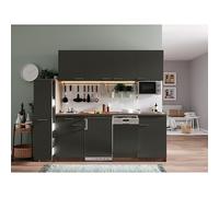 Oliver Composición de cocina Oliver (Ancho: 225 cm, Gris, Con electrodomésticos, Con placa de cocina doble, Microondas)