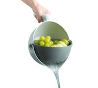 Oliver & Emilia Juego de escurridor de cocina giratorio 2 en 1, colador de plástico, apto para lavavajillas, herramienta versátil de drenaje y enjuague para pasta, verduras y arroz, drenaje eficiente