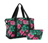 Oliver Jeffers - Bolsa de deporte multifuncional para gimnasio, estilo hibisco, magenta, verde, bolsa de viaje con artículos de aseo para senderismo