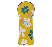 Oliver Jeffers Style Azalea - Juego de fundas para palos de golf, color amarillo arcoíris, fundas de cuero de primera calidad con etiquetas de números para conductor, madera y conductor de golf