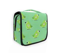 Oliver Jeffers Style Kiwi Jade Bird Design - Bolsa de maquillaje verde con gancho para colgar, elegante neceser para mujer, accesorios de viaje