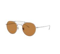 Oliver Peoples Unisex Sunglass OV1309ST Reymont - Color del Marco: Plateado, Color de la Lente: Coñac