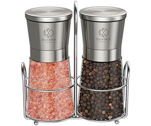 Oliver’s Kitchen Set de Molinillos de Pimienta y Sal - 2 x Molinillos de Cerámica Calidad - Fáciles de Rellenar y Usar - Condimenta a la Perfección con Grosor Ajustable - Gran Capacidad