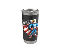 Oliver USA Eagle - Superhéroe patriótico para niños con nombre Oliver Vaso térmico de acero inoxidable de doble pared