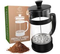 Oliver's Kitchen ® Cafetera Francesa - Prensa Francesa 1 Litro - Cafetera Émbolo Diseñada para los Amantes del Café de Especialidad - Cafetera Manual con Cristal (Black, 1 Litre)