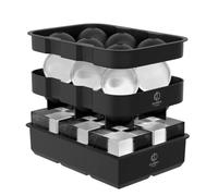 Oliver's Kitchen - Juego de 2 x Moldes de Cubitos de Hielo - Mantén Fría Tu Bebida Más Tiempo - Cubitos Grandes, - Hielos Redondos y Cuadrados, Fáciles de Desmoldar- Moldes Apilables