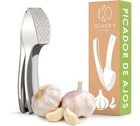 Oliver's Kitchen ® Prensa Ajos - Picador de Ajo Fácil de Usar y Limpiar - Machacador de Ajos y Jengibre sin Esfuerzo - Pica Ajos Sin Necesidad de Pelarlos - Prensador de Ajos Resistente y Duradero