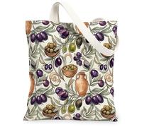 Olives - Bolsa de lona para mujer, tarros de cuencos orgánicos mediterráneos, color verde verano, lavable, reutilizable, bolsa pequeña para viajes al aire libre, día de trabajo, lectura, 13 x 15