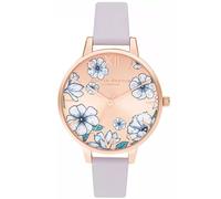 Olivia Burton Reloj Analógico de Cuarzo para Mujer Colección Groovy Blooms con Correa de Cuero Púrpura - OB16AN03