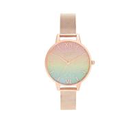 Olivia Burton Reloj Analógico de Cuarzo para Mujer Colección Rainbow con Correa de Malla de Acero Inoxidable de Oro Rosa - OB16RB18