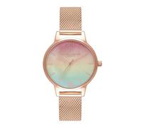 Olivia Burton Reloj Analógico de Cuarzo para Mujer Colección Rainbow con Correa de Malla de Acero Inoxidable de Oro Rosa - OB16RB25