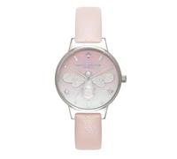 Olivia Burton Reloj Analógico de Cuarzo para Mujer Colección Sparkle Bee con Correa de Cuero Rosa - OB16GB09
