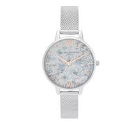 Olivia Burton Reloj Analógico de Cuarzo para Mujer Colección TERRAZZO Florals con Correa de Malla de Acero Inoxidable Plateada - OB16TZ06