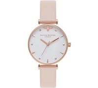 Olivia burton reloj analógico de cuarzo para mujer con correa en piel