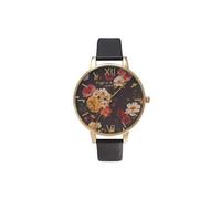 Olivia Burton Reloj Analógico de Cuarzo para Mujer con Correa en Piel Negro - OB14WG01