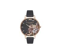 Olivia Burton Reloj Analógico de Cuarzo para Mujer con Correa en Piel Negro - OB16CS01