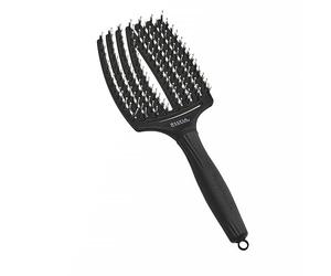 Olivia Garden - Fingerbrush Combo Large - Cepillo Pelo Largo - Antitirones per Cabello Seco y Desenredado - Cerdas Jabalí y Nylon para un Brillo Natural - Cabello Fino, Medio y Grueso - Negro