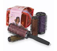 Olivia Garden Multibrush Travel Kit - Cepillo redondo 4-en-1 con cabezales intercambiables - Tamaños 25, 35, 45, 55 - Perfecto para blowouts y estilizado en movimiento
