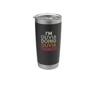 Olivia Name Olivia Personalized Name First Given Vaso térmico de acero inoxidable de doble pared