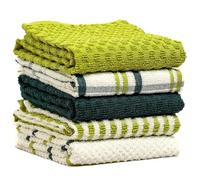 Olivia Rocco - Pack de 5 paños de cocina de rizo de algodón, súper absorbentes, de secado rápido y suaves, color verde salvia