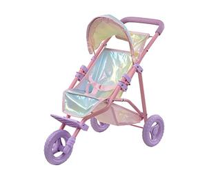 Olivia’s Little World de Teamson Kids Magical Dreamland Baby Doll Cochecito de bebé Cochecito de Juguete con Almacenamiento para muñecas, Multicolor Iridiscente OL-00016