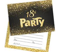 Olivia Samuel 20 invitaciones para fiesta de cumpleaños número 18 con efecto negro y dorado de Ready to Write con sobres