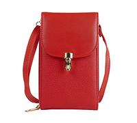 OLIVIA WONG bolso para movil mujer para colgar bolso bandolera pequeño mujer de cuero PU con 3 capas y 6 tarjetas