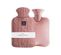 OliviaLiving - Bolsa de agua caliente (2 litros, calefactora y recargable, con funda de punto para aliviar el dolor, terapia de frío caliente