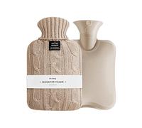 OliviaLiving - Bolsa de agua caliente (2 litros, calefactora y recargable, con funda de punto para aliviar el dolor, terapia de frío caliente